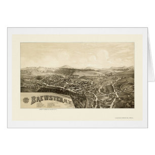 Brewster panorama- karta för NY - 1887 Hälsningskort