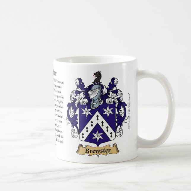 Brewster, ursprung, det menande och vapenskölden kaffemugg (Höger)