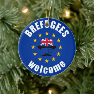 Brexit Bugees välkommen Julgransprydnad Keramik