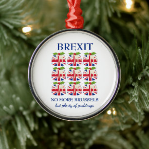 BREXIT   Julpudding   Union Jack Julgransprydnad Metall