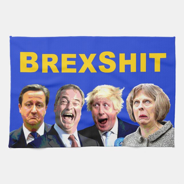 BREXSHIT, roliga emot Brexit-budskapet: Kökshandduk (Horisontell)