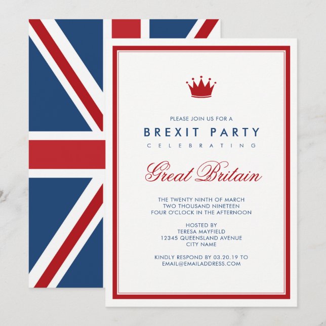 Brexx Union Jack Independence Party Inbjudningar (Fram/baksida)