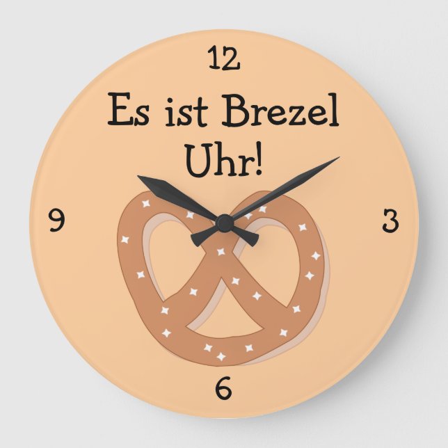 Brezel Uhr: Pretzel O'Clock Oktoberfest Roligt Stor Klocka (Framsida)