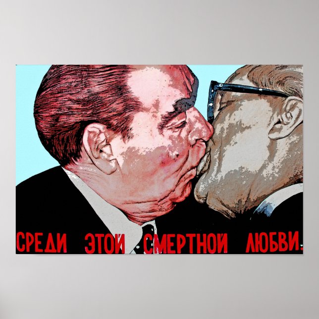 Brezhnev & Honecker Kiss,Öster Side Gallery, Berli Poster (Framsidan)