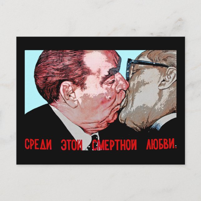 Brezhnev & Honecker Kiss,Öster Side Gallery, Berli Vykort (Framsida)