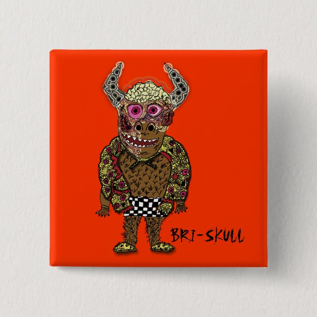 BRI-SKULL knäppas Knapp (Framsida)
