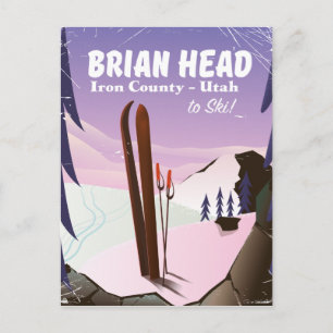 Brian Head, Järn county Utah, USA Ski poster Vykort
