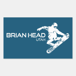 Brian Head Resort Utah Snowboarder Rektangulärt Klistermärke