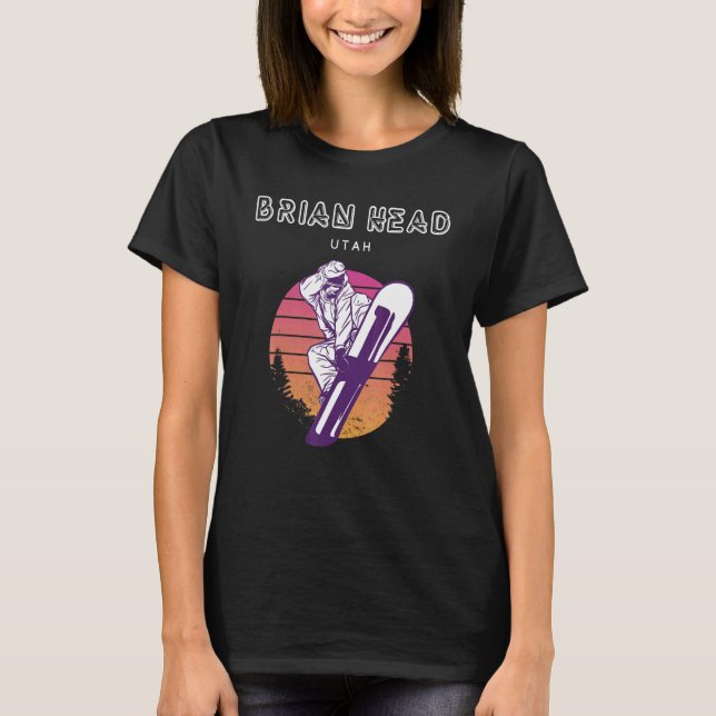 Brian Head Utah Retro Snowboarder T Shirt (Framsida)