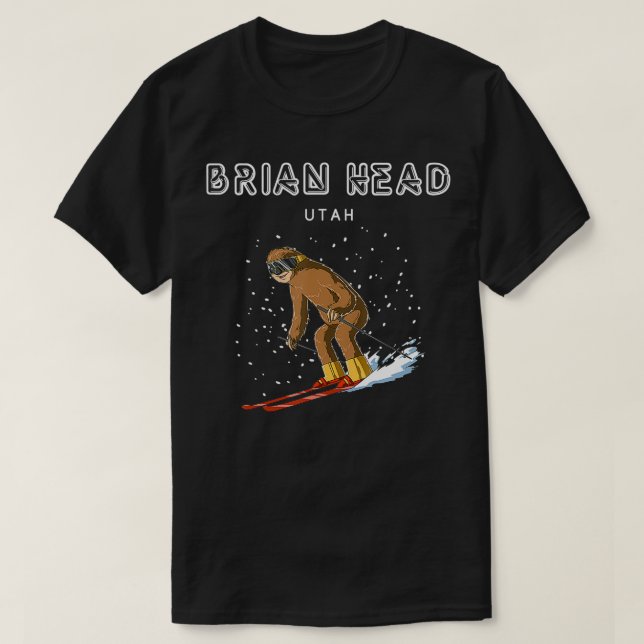 Brian Head Utah USA Sloth Ski Gift T Shirt (Design framsida)