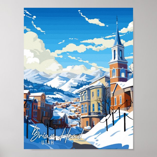 Brian Head Utah vintage resor illustration Poster (Framsidan)