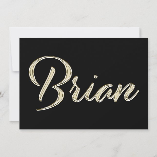 Brian Name white gold Handwriting Karte Kort (Framsida)