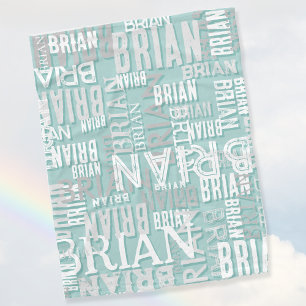 Brian personlig namn, modern gråblå gråblå fleecefilt