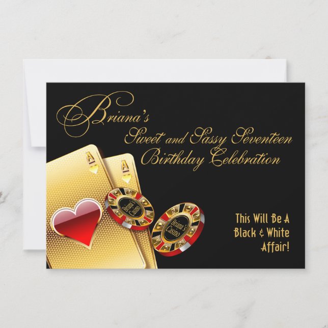 Briana Casino Night 17-årsfest Inbjudningar (Framsida)