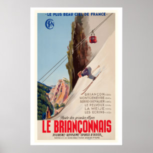 Briançon Frankrike Route des Grandes Alpes Vintage Poster