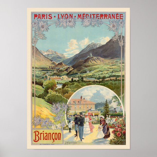 Briancon Frankrike Vintage affisch 1901 (Framsidan)