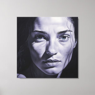 "Brianna Blue" Kvinnor i kol Canvastryck