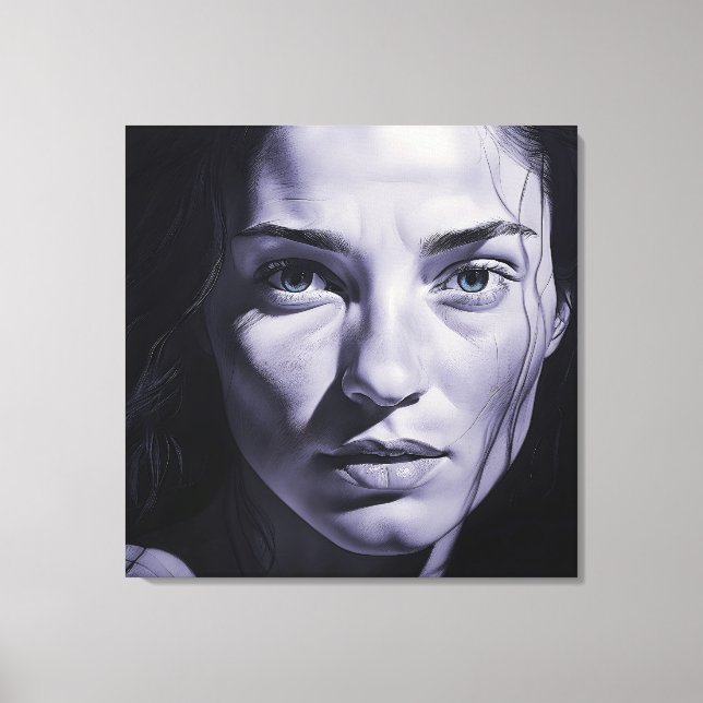 "Brianna Blue" Kvinnor i kol Canvastryck (Framsida)