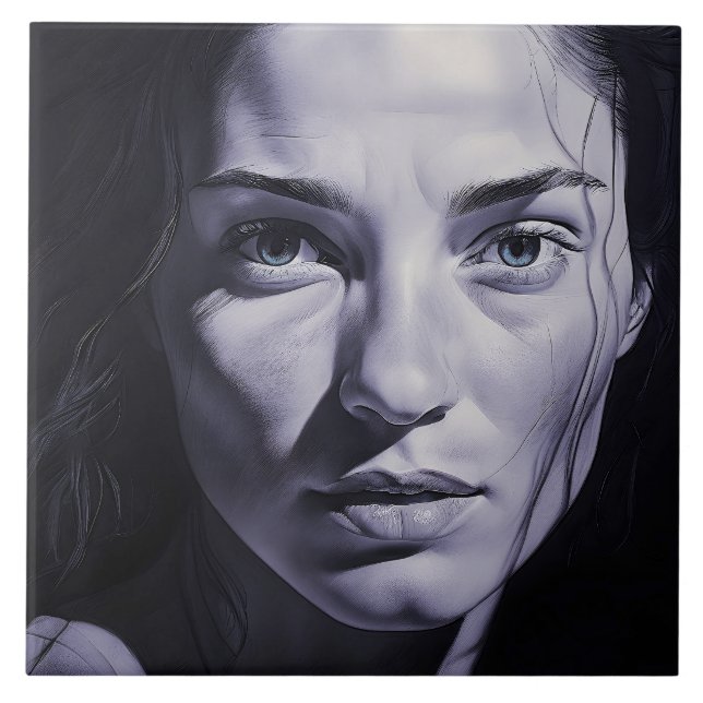 "Brianna Blue" Kvinnor i kol Kakelplatta (Framsidan)