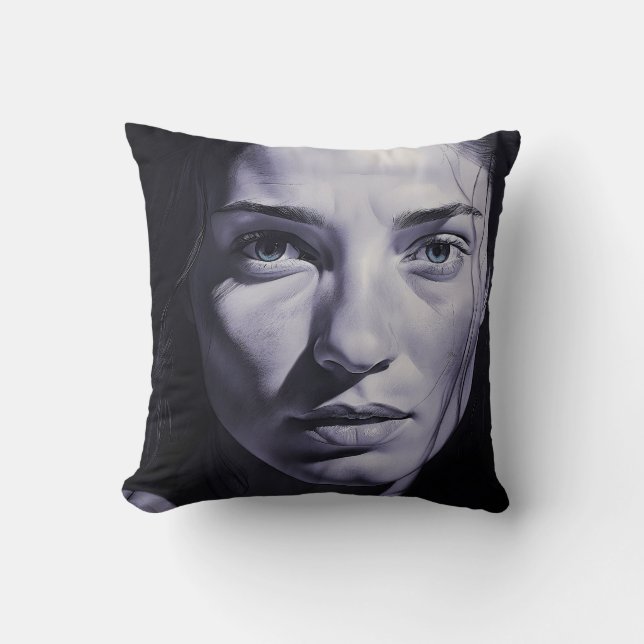 "Brianna Blue" Kvinnor i kol Kudde (Framsida)