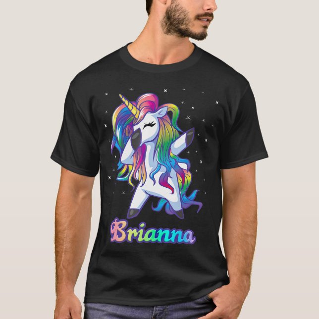 BRIANNA Namn Personlig Anpassningsbar Rainbow Unic T Shirt (Framsida)