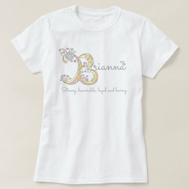Brianna tjejer B namn betyder monogram T-shirt (Design framsida)