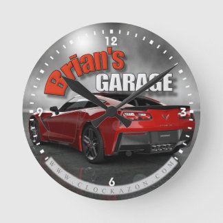 Brian's Garage Corvette Wall Clock Rund Klocka