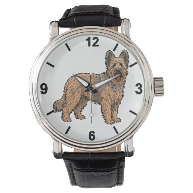 Briard Dog Wrist Watch Stylish Pet Design Armbandsur (Framsida)