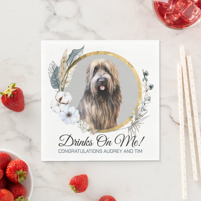 Briard Hund Bröllops Servetter med Foto (Insitu)