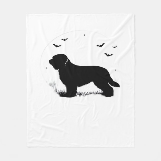 Briard Hund - Halloween Måne Silhouette Oversized  Fleecefilt (Framsidan)
