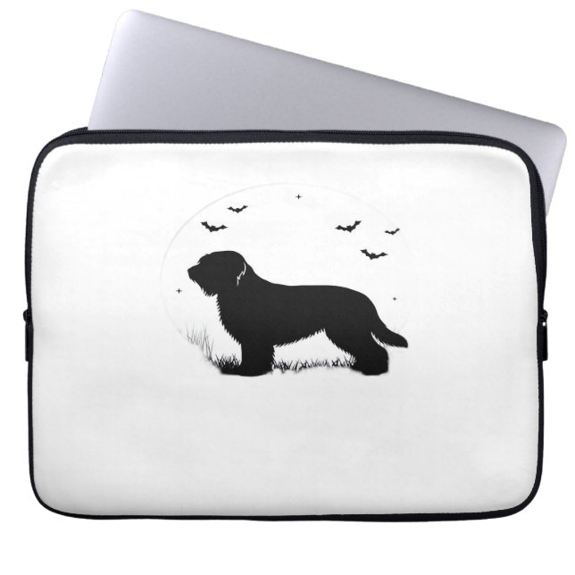 Briard Hund - Halloween Måne Silhouette Oversized  Laptop Fodral (Framsidan)