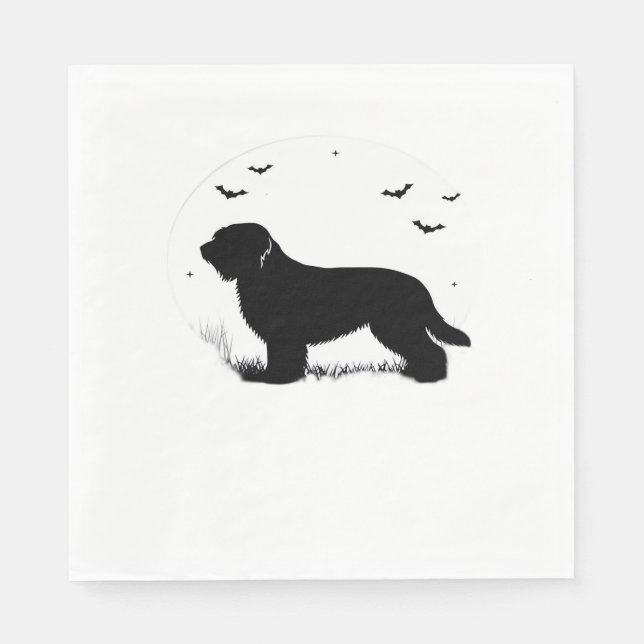Briard Hund - Halloween Måne Silhouette Oversized  Pappersservett (Framsidan)