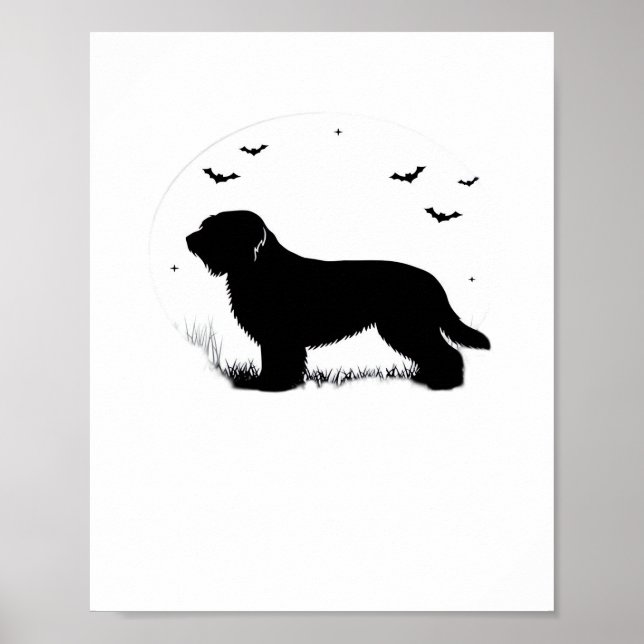 Briard Hund - Halloween Måne Silhouette Oversized  Poster (Framsidan)