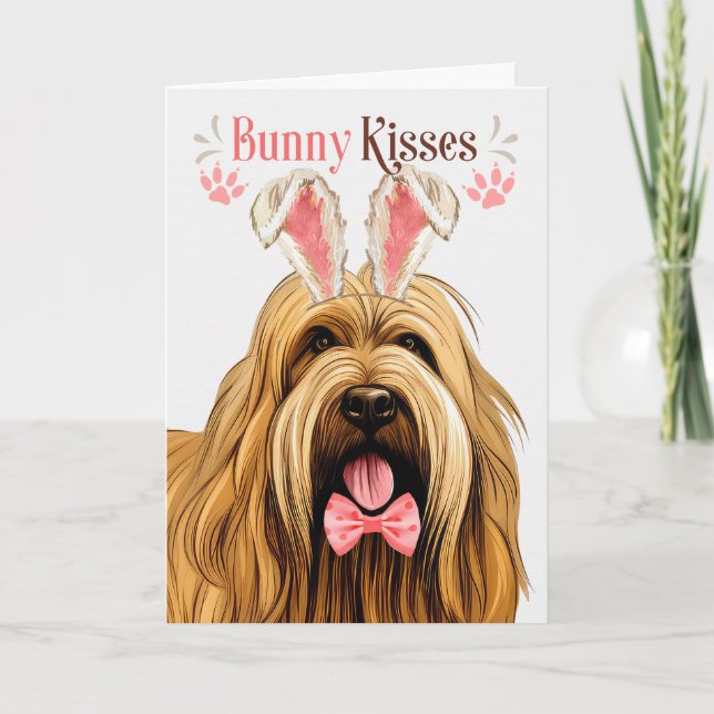 Briard Hund i Bunny Öron för Påsk Helgkort (Framsida)
