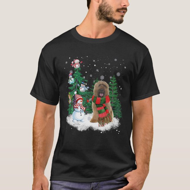Briard Hund jul Snögubbe Julafton Träd Pajama T Shirt (Framsida)