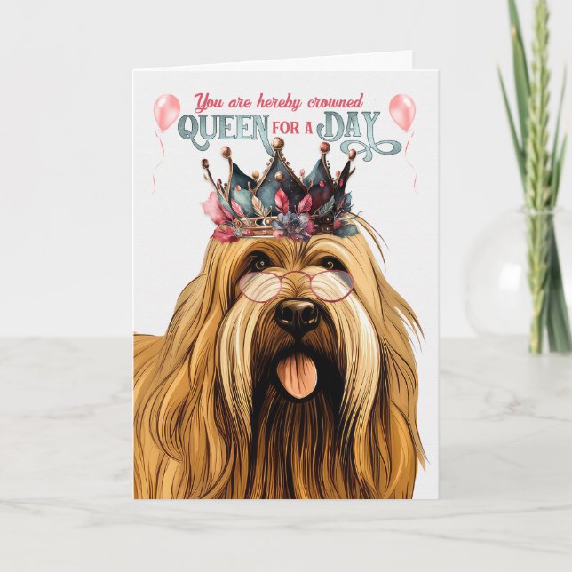 Briard Hund Queen för en dag på födelsedagen Kort (Framsida)