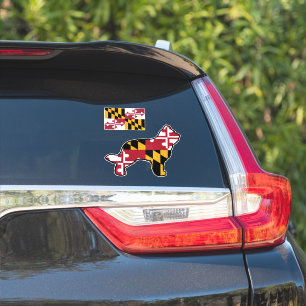 Briard Hund Silhouette med Maryland Flagga Klistermärken