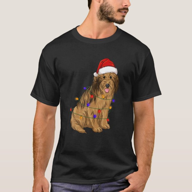Briard Hund Wearing jul Hat Ljus T Shirt (Framsida)
