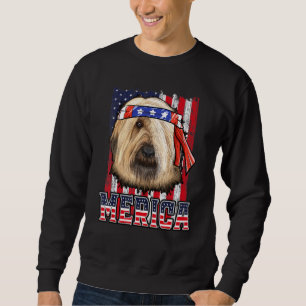 Briard Merica 4:e juli Hund Patriotic Flagga Lång Ärmad Tröja