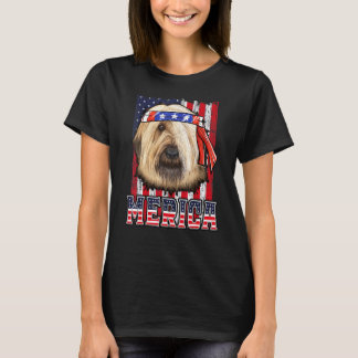 Briard Merica 4:e juli Hund Patriotic Flagga T Shirt
