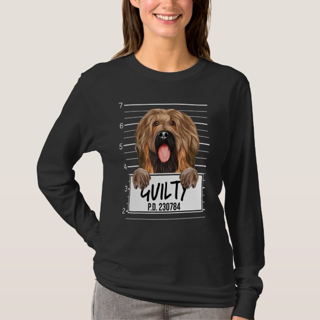 Briard Muggshotskyldig Hund T Shirt (Framsida)