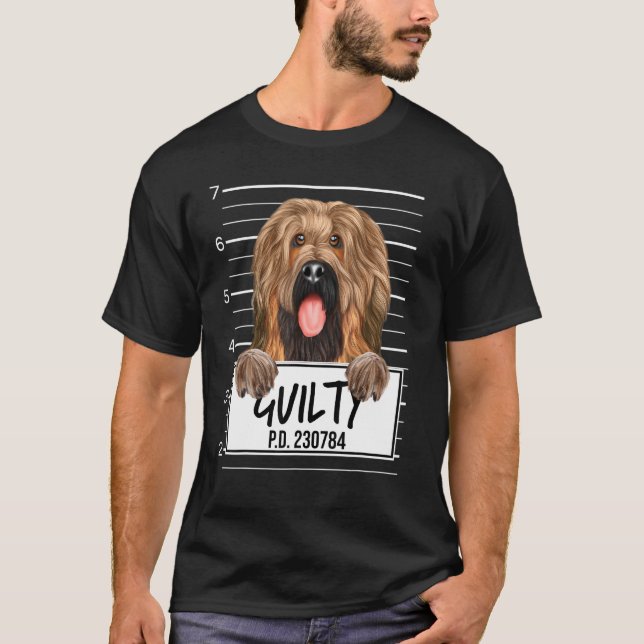 Briard Muggshotskyldig Hund T Shirt (Framsida)