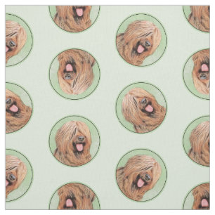 Briard Painting Tawny Black Overlay Cute Hund Art Tyg