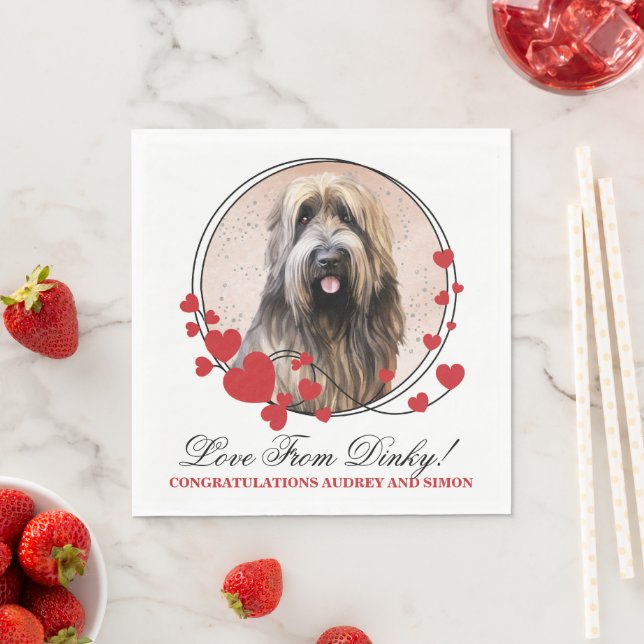 Briard Red Heart Ram Hund Photo Pappersservett (Insitu)