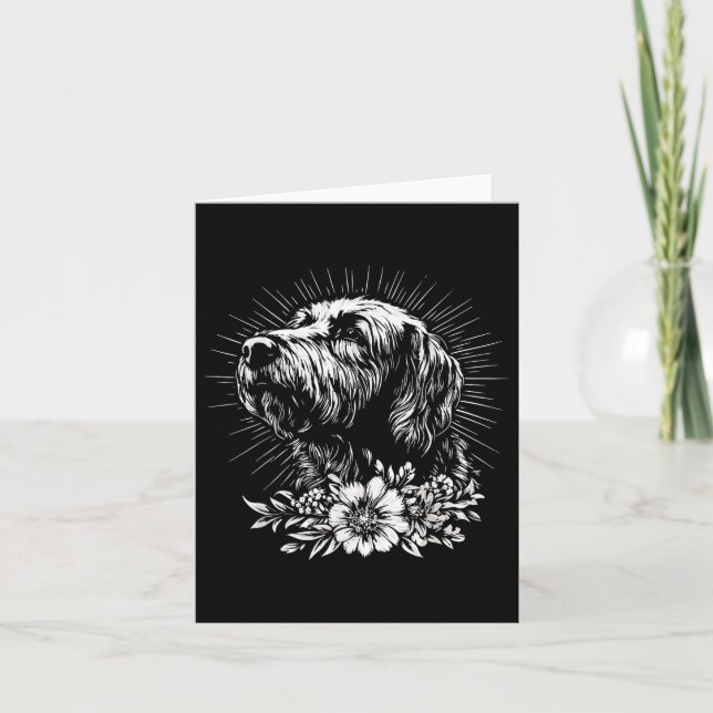 Briard Retro Hund _1 för Tattoo Stil Älskare Kort (Framsida)