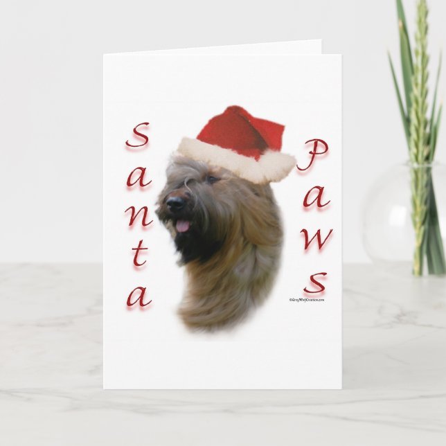 Briard Santa tassar Helgkort (Framsida)