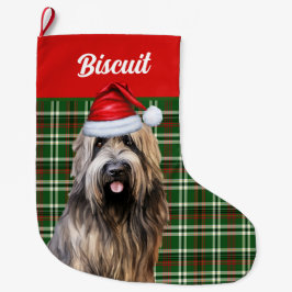 Briard Shepherd Hund Grönt Play Personlig Stor Julstrumpa