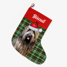 Briard Shepherd Hund Grönt Play Personlig Stor Julstrumpa