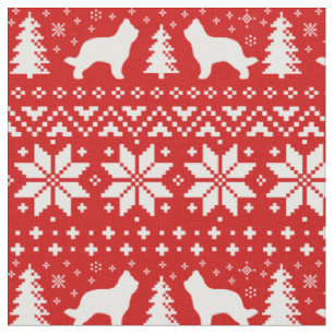 Briard Silhouettes jul Helgdag Red and White Tyg