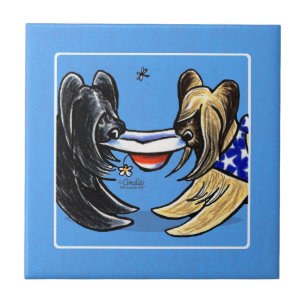 Briard tokigt HattersAv-Koppel Art™ Kakelplatta